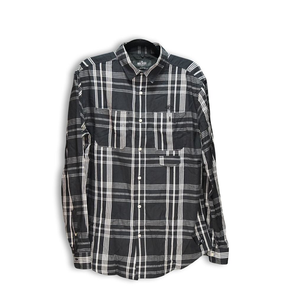 10.Deep Men's Black Long-Sleeve Button-Down Shirt - XL